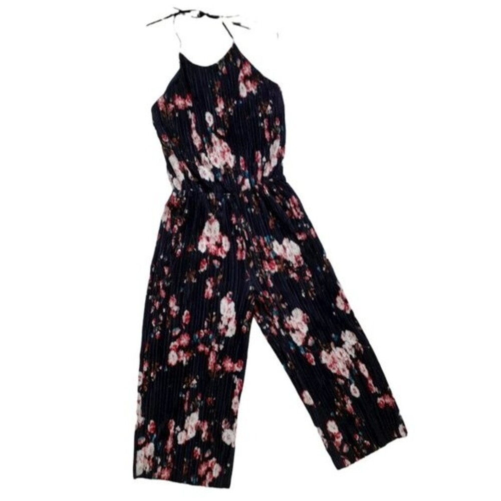 Collective Concepts Pleated Florals Halter Neck Fully Lined Women's Jumpsuit Med